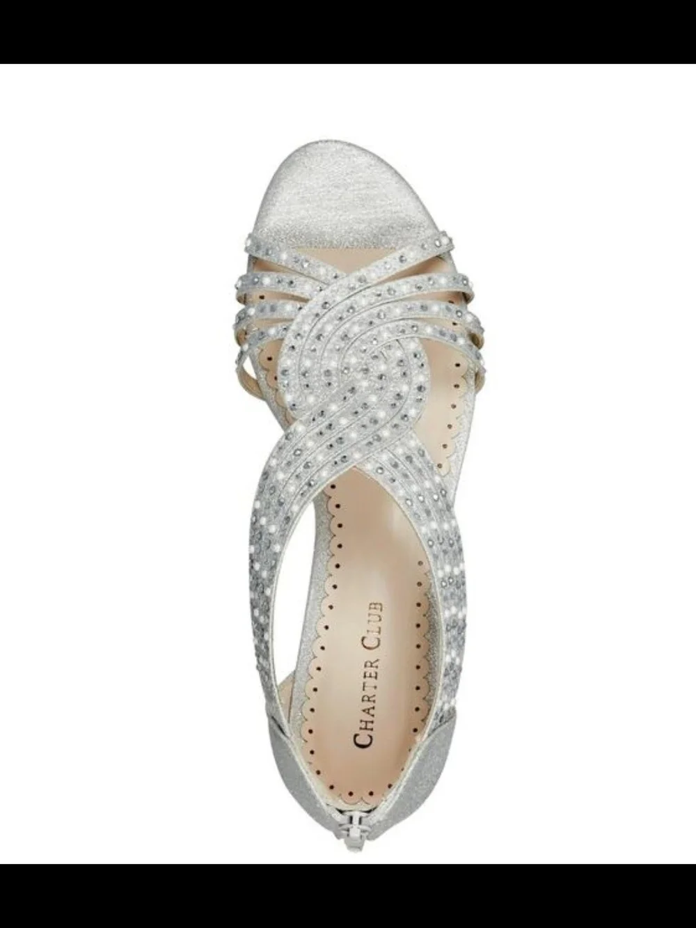 Charter Club Silver Embellished Strappy Wedge Sandals